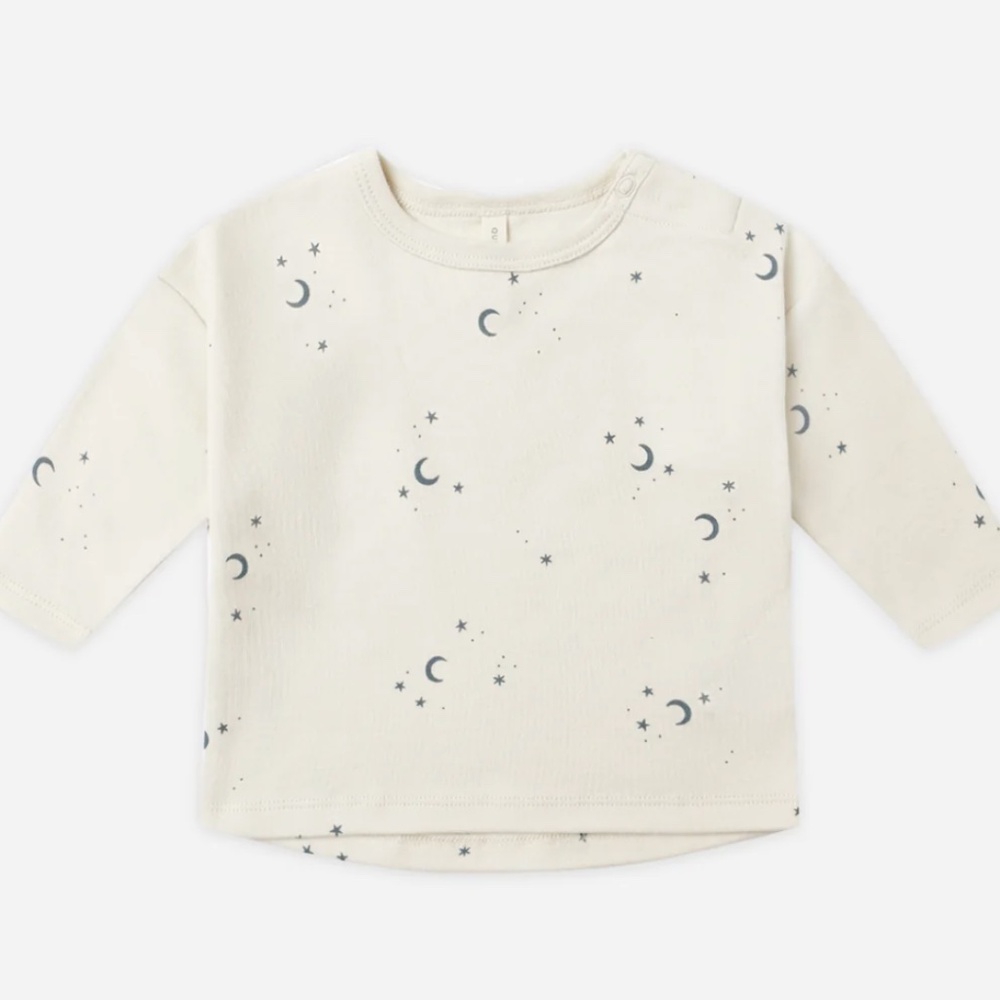 NWT Quincy Mae Unisex Long Sleeved Moons Tee, 6-12M